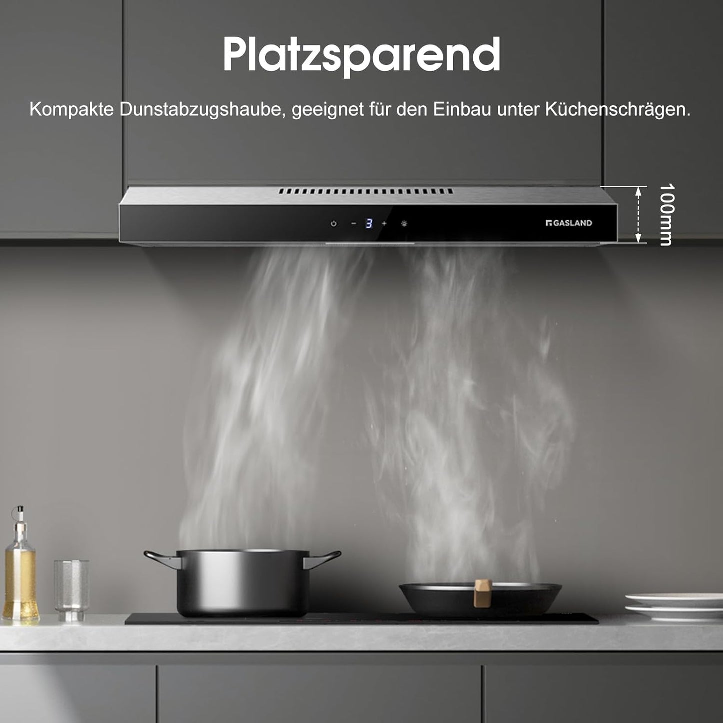 Afzuigkap – Onderbouwkap – Onderbouw Afzuigkap – Dampkap – Wasemkap – 60 cm – 202 m³/uur – Touch Control met 3 standen