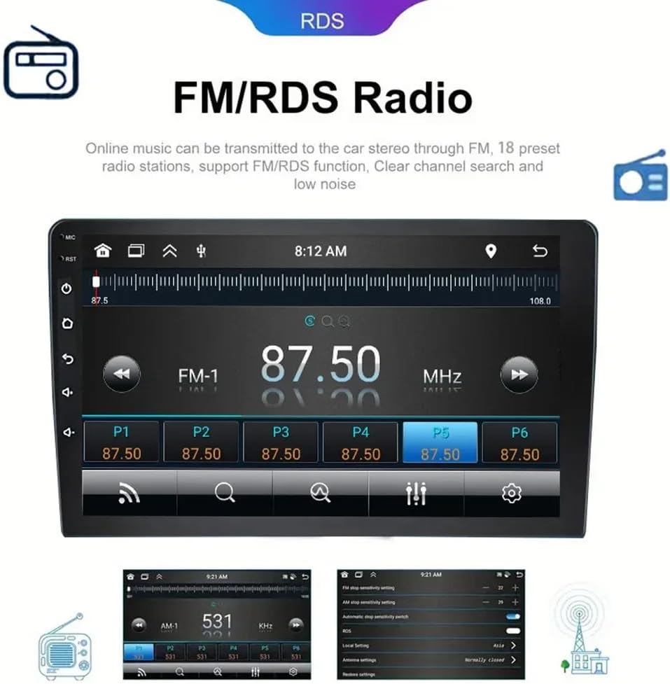 Autoradio – Navigatiesysteem – Multimedia Speler – Inbouwradio – Auto Dashboard Unit – 9 Inch HD Touchscreen – Draadloze Carplay & Android Auto – Achteruitrijcamera Met Nachtzicht