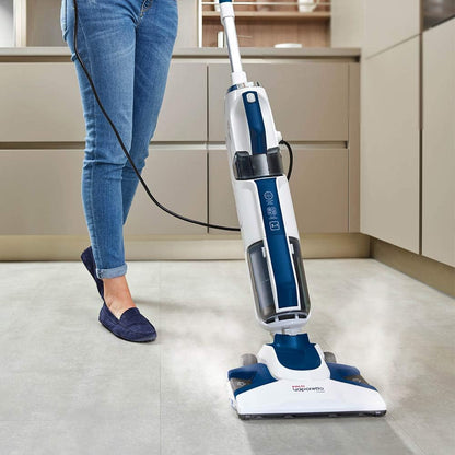 Polti Vaporetto 3 Clean_Blue Stofzuiger met draagbare stoomreiniger, 3 producten in 1, 14 accessoires, 3 stoominstellingen, cycloonafzuiging zonder zak, wit/blauw