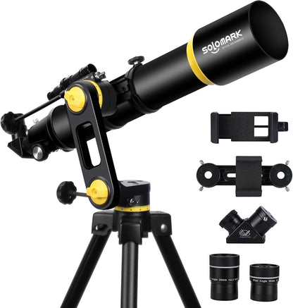 Telescoop voor volwassenen, professionele astronomie, 90 mm opening, 700 mm krachtige telescoop voor beginners en kinderen met precisie-instelling, vertisteel AZ-montage