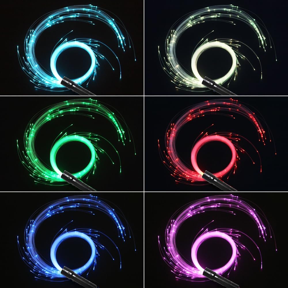 CHINLY LED Fiber Optic Zweep Oplaadbare APP Controle Dans Ruimte Zweep Super Helder Licht 40 Kleur Effect Modus 360° Draaibaar voor Dansen, Feesten, Lichtshows, EDM Muziekfestivals