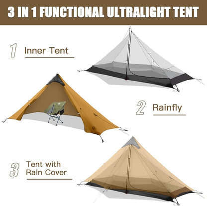 Night Cat 1 Persoons Tent Ultralicht: Lichtgewicht Tent Waterdicht Voor Koppels Vrienden Kamperen Wandelen Trekking