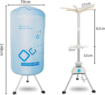 Draagbare Elektrische Wasdroger – Warme Luchtdroger – Tumble Dryer – Droogrek – Kledingdroger – 1000 W Krachtige Motor – 10 kg Capaciteit Met Dubbele Aluminiumlegering