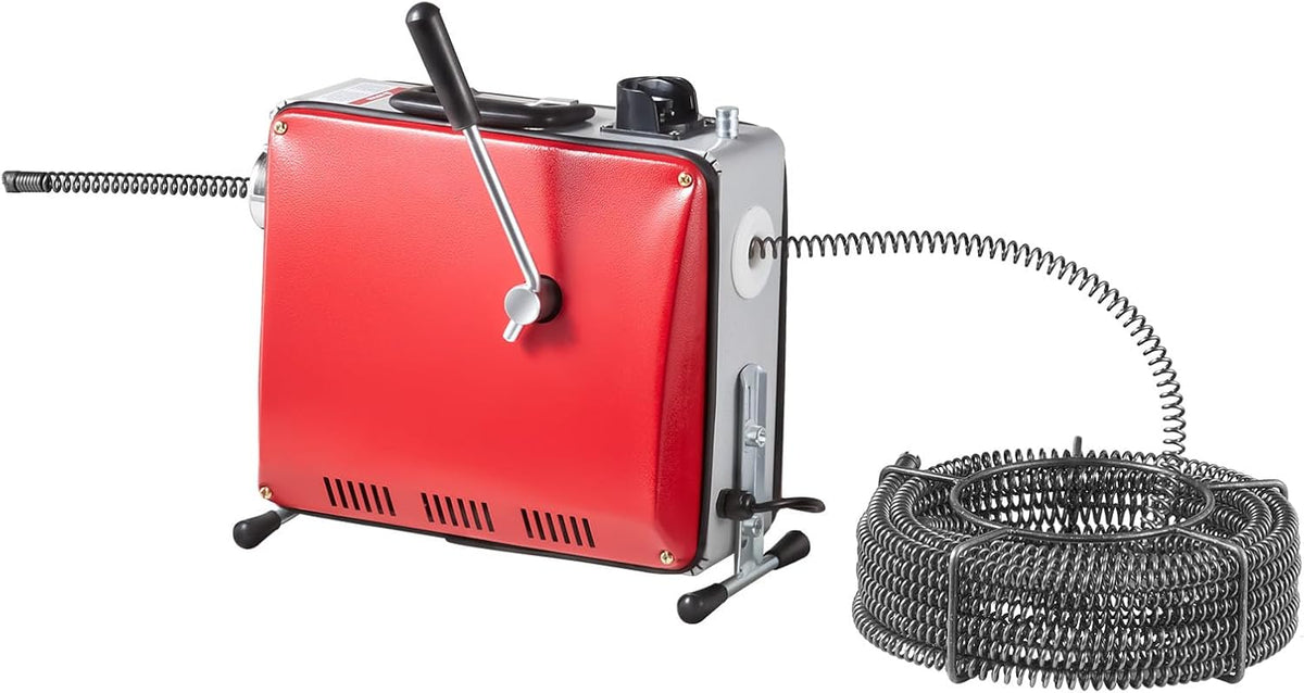 VEVOR Electric Pipe Cleaner for Pipe Drainage with Cable, 400 W, 1400 RPM, Spring Cable Made of Steel, Pipe Cleaner with 6 Cutting Machines, Diameter 50-110 mm
