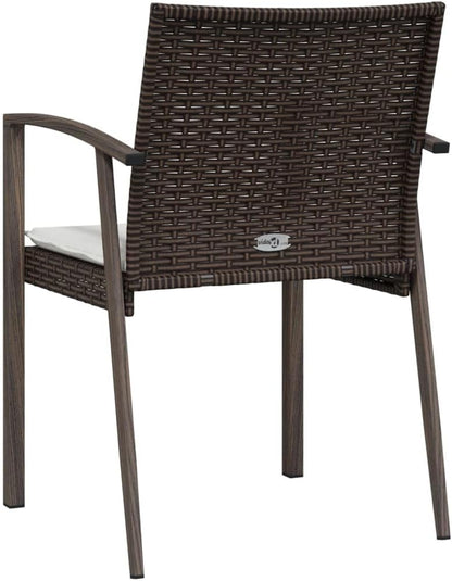 2 Pieces Synthetic Rattan Garden Chairs with Cushions, 56.5 x 57 x 83 cm, Robust Steel Structure, Durable Material, Waterproof and Easy to Clean - QUORE