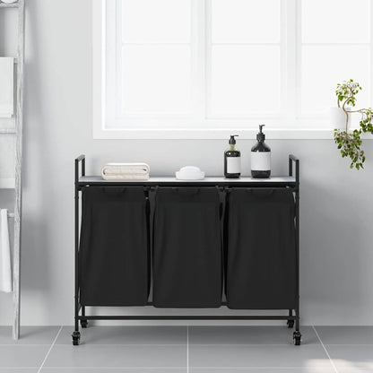 Gecheer Laundry basket 3 compartments with wheels, grey Sonoma, laundry basket, laundry basket, laundry basket for baby clothes, bedding, shoes 859093 - QUORE
