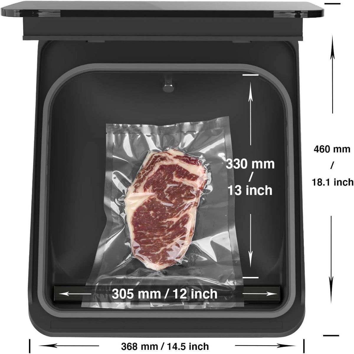 Wevac Vacuümmachine voor levensmiddelen van roestvrij staal, 6,8 l vacuümkamer, vacuümmachine, instelbare vacuüm-en lastijd