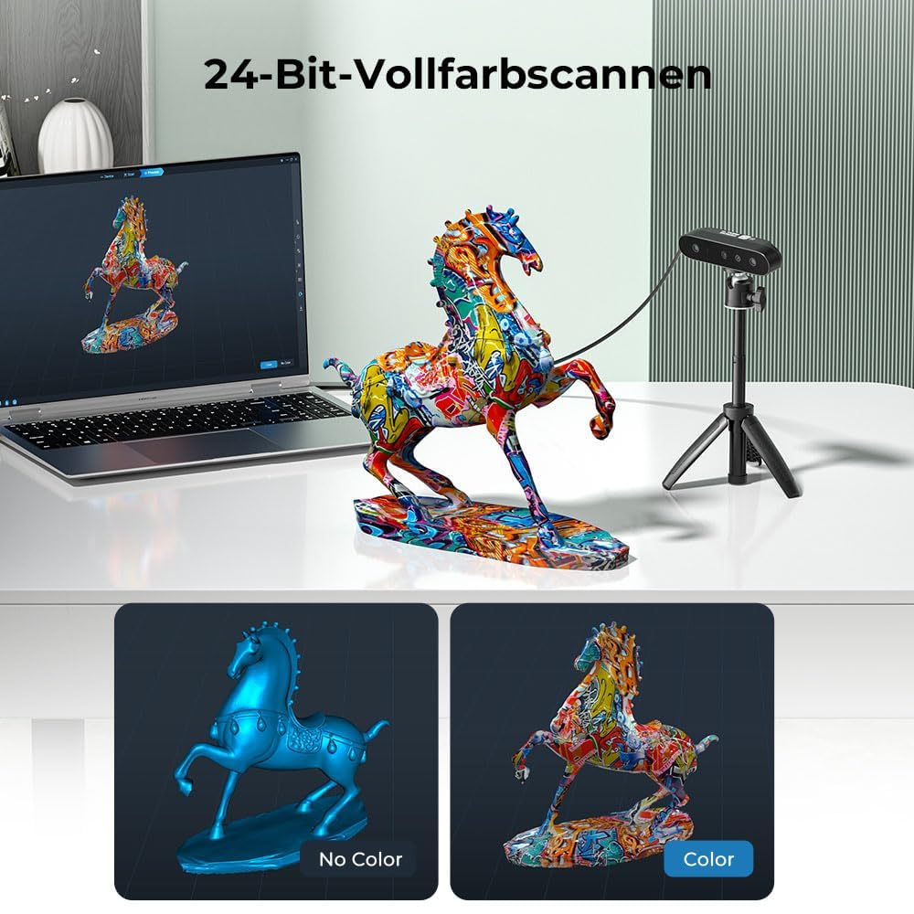 Creality CR-Scan Ferret SE 3D-scanner, 0,1 mm, 150-2000 mm scanbereik, anti-shake, 24-bits kleurenscan, scan zwarte/metalen (niet reflecterende) objecten zonder scanspray, voor Windows/Mac