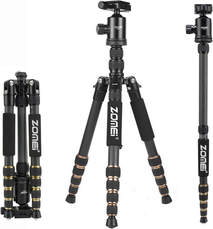 ZOMEi Camerastatief Z669C 151 cm met kogelkop van koolstofvezel carbon, professioneel lichtgewicht statief, reisstatief, monopod
