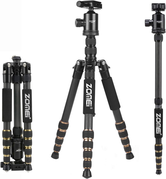 ZOMEi Camerastatief Z669C 151 cm met kogelkop van koolstofvezel carbon, professioneel lichtgewicht statief, reisstatief, monopod