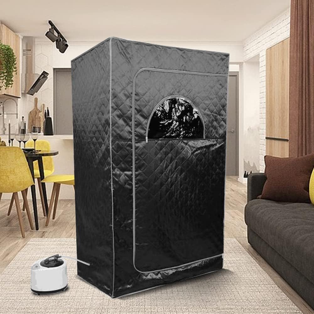 Infraroodsauna – Draagbare Sauna – Opvouwbare Saunatent – Wellness Cabine – Persoonlijke Spa – Zwart – 1000W Stoomvermogen – Afstandsbediening Met Temperatuurregeling - QUORE