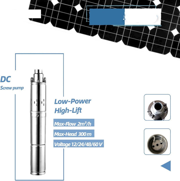 Vesdas - Water pump - Deep well submersible pump - Solar DC Deep well pump - Stainless steel - 400W - Silver