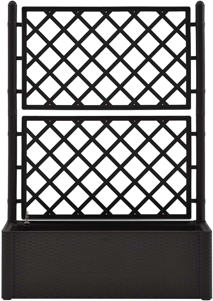 vidaXL Planter high with trellis and self-watering system anthracite - QUORE