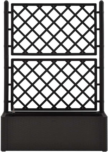 vidaXL Planter high with trellis and self-watering system anthracite - QUORE