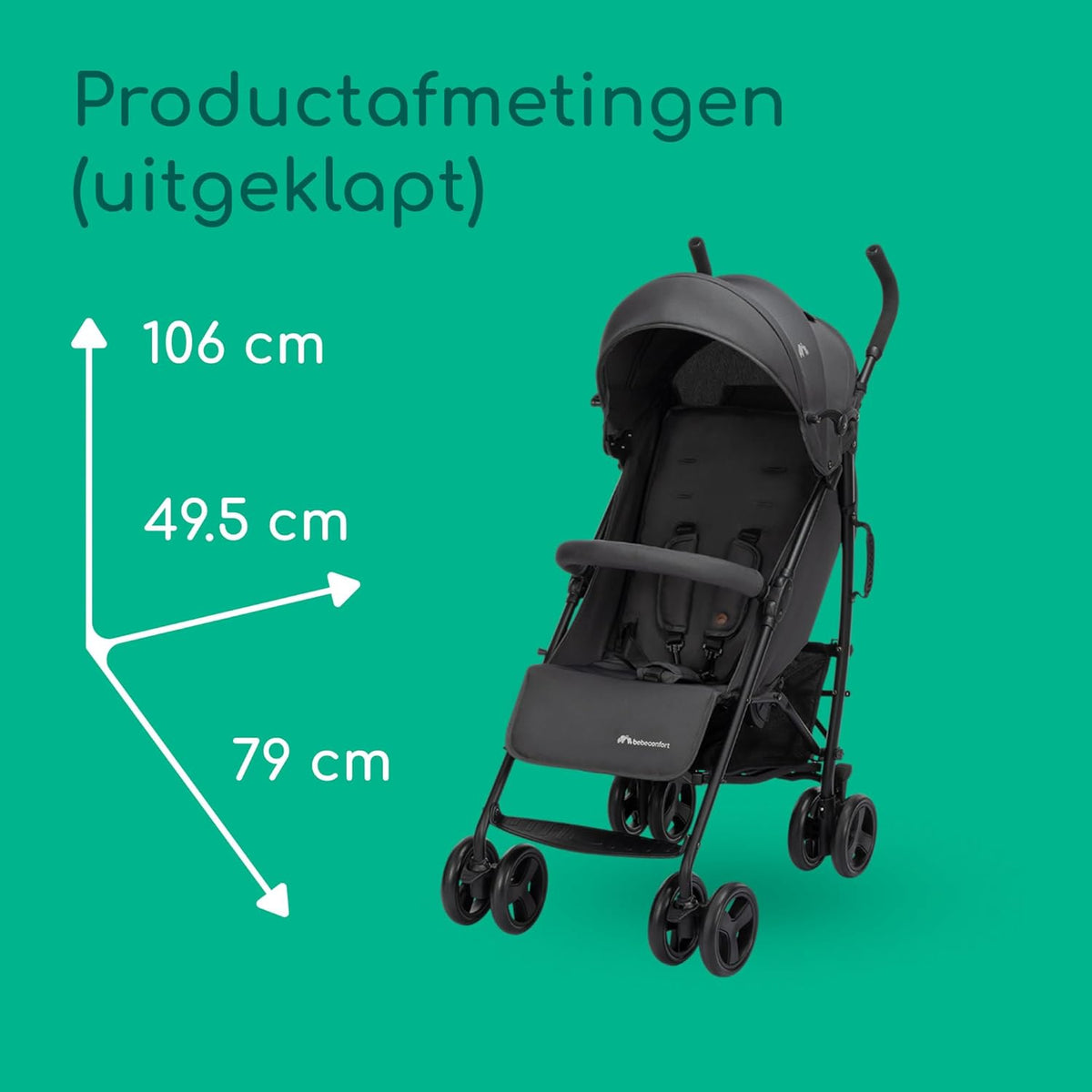 Bebeconfort Dusk, Baby Kinderwagen, 0-4j (0 – 22 kg), Wandelwagen Vanaf Geboorte, Lichtgewicht (7,9 kg) Compacte Kinderwagen, Zacht Gevoerd, Compact Opvouwen, Boodschappenmand, Mineral Graphite
