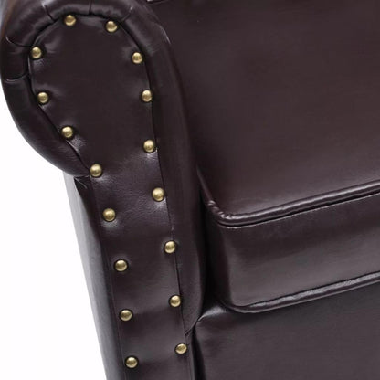Tv-fauteuil – Relaxfauteuil – Fauteuil met Voetenbank – Relaxstoel – Kunstleren Fauteuil – Chesterfield Design – Kunstleer Bekleding – Stevige Houten Poten