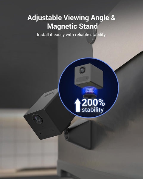 Beveiligingscamera Binnen - WiFi-bewakingscamera - Draadloze IP-camera - met 2000 mAh Batterij - PIR-Persoonsherkenning, IR-Nachtzicht - 2-weg Audio - Ondersteunt SD-kaart tot 512 GB - Zwart