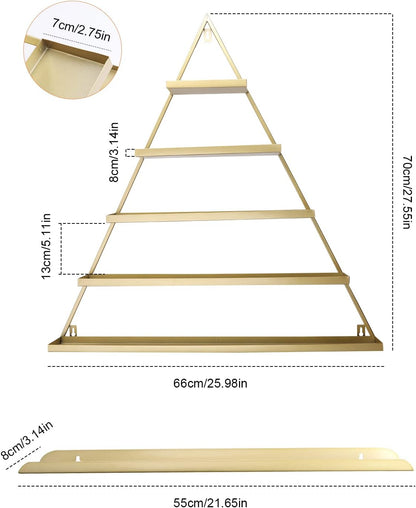 Nagellak Wandrek Organizer – Wandrek – Wandplank – Displayrek – Cosmetisch Opbergrek – Set Van 6, 5 Lagen, Goudkleurig Metaal