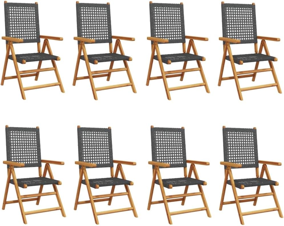 Tidyard Garden Chair Adjustable 8 Pieces Rattan Chairs Garden Furniture Chair Garden Chair Dining Chairs Rattan Chair Set Patio Chair Balcony Chair Garden Chairs Camping Chair Black Poly Rattan Solid - QUORE