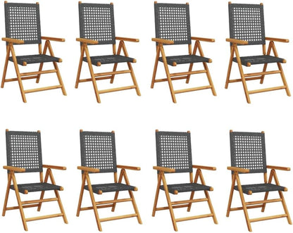 Tidyard Garden Chair Adjustable 8 Pieces Rattan Chairs Garden Furniture Chair Garden Chair Dining Chairs Rattan Chair Set Patio Chair Balcony Chair Garden Chairs Camping Chair Black Poly Rattan Solid - QUORE