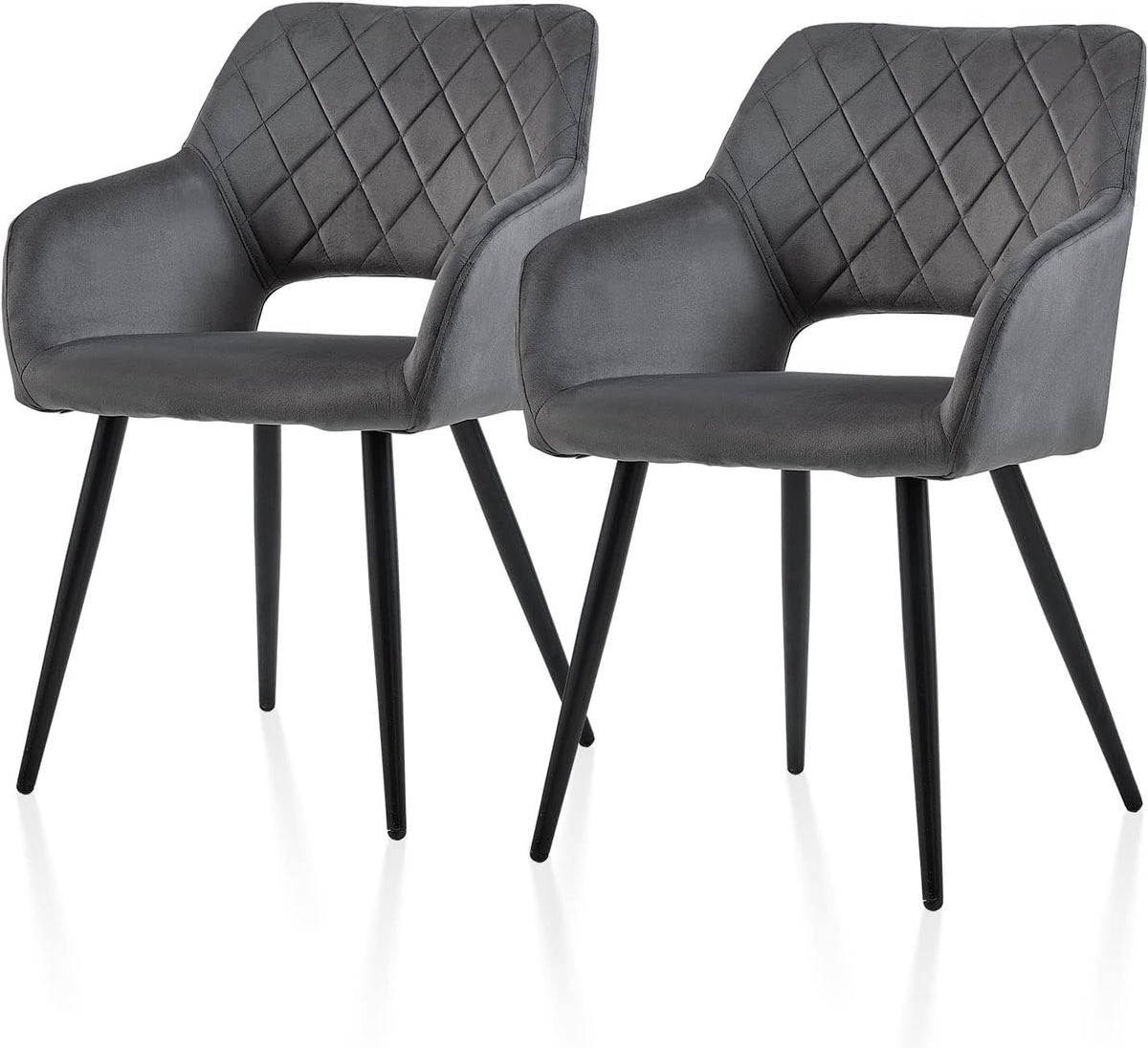 TUKAILAi Eetkamerstoelen Set van 2, Fluwelen Gestoffeerde Zitting Keuken Leisure Stoelen, Accent Stoelen met Rugleuning en Metalen Benen, Fauteuils voor Woonkamer Slaapkamer Lounge Receptie