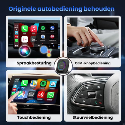 CarlinKit Android 13 CarPlay AI Box, draadloze CarPlay en draadloze Android Auto Adapter voor bedrade CarPlay auto's, RAM 4G+ROM 64G, Carlinkit Tbox S2 Ondersteuning PlayStore Apps Downloaden, Netflix