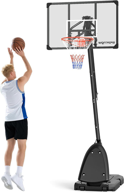 Basketbalstandaard – Basketbalring – Basketballoop – Basketbalset – Basketbalrek – Verstelbare Hoogte 293-350 cm – Stalen Frame Met Wielen - QUORE