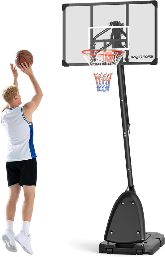 Basketbalstandaard – Basketbalring – Basketballoop – Basketbalset – Basketbalrek – Verstelbare Hoogte 293-350 cm – Stalen Frame Met Wielen - QUORE