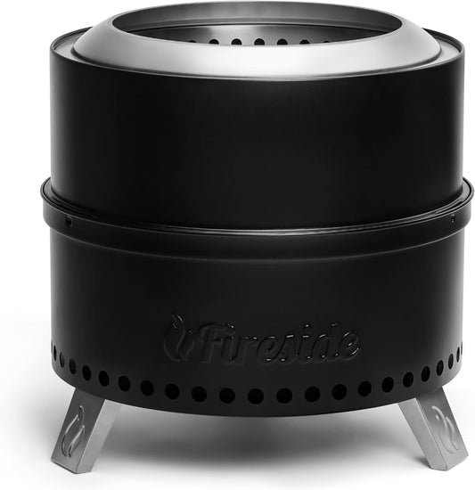 TURBRO 19 inch rookloze vuurplaats voor buiten houtverbranding, draagbare roestvrijstalen campingkachel met standaard, verwijderbare aspan, waterdichte opbergtas, uniek genest ontwerp, Pluto R19-PG,