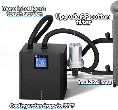 Waterkoeler voor Badwater 1/3 Pk – IJsbadkoeler – Badkuipkoeler – Badwater Chiller – Koelsysteem voor IJsbad – LCD-Aanraakscherm met Afstandsbediening – Tot 300 Liter