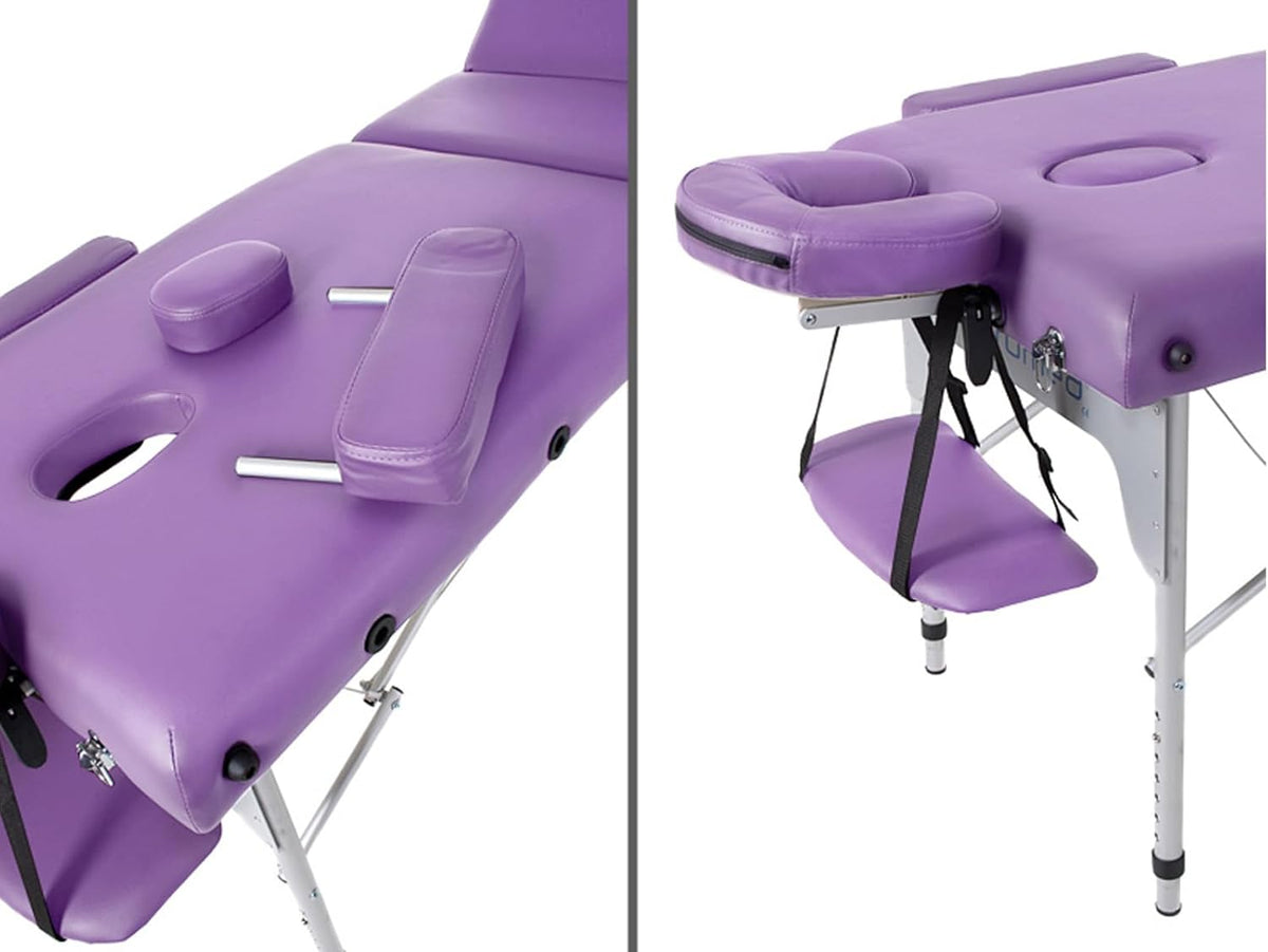Inklapbare massagetafel – Massagebank, behandeltafel, ligbank, massagebed – Violet – 186 x 66 cm – 14 cm dikke bekleding