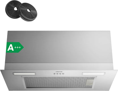CIARRA CBCS6926A A+++ Inbouwafzuigkap, ventilatorbouwsteen, 60 cm breed, 650 m³/uur, afvoerlucht, inbouwkap, warme led-verlichting, 3 standen, met CBCF003 actieve koolfilter - QUORE