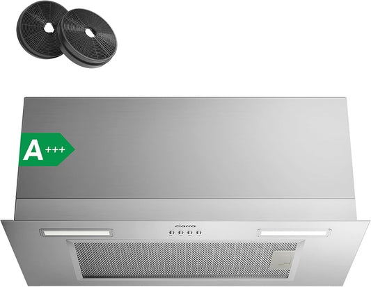 CIARRA CBCS6926A A+++ Inbouwafzuigkap, ventilatorbouwsteen, 60 cm breed, 650 m³/uur, afvoerlucht, inbouwkap, warme led-verlichting, 3 standen, met CBCF003 actieve koolfilter - QUORE