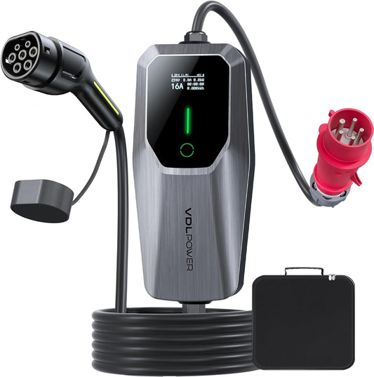 Type 2 oplaadkabel 11 kW, EV oplader driefasig CEE 16A | 5M mobiele Wallbox laadstation instelbare stroom en instelling starttijd voor alle elektrische voertuigen EV PHEV IEC 62196-2