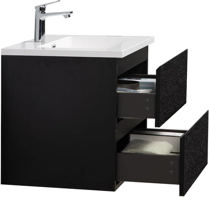 Badplaats Badkamermeubel Set Angela 60cm - Zwart Houtnerf - Badmeubel met Wastafel