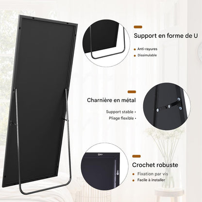 Staande Spiegel – Passpiegel – Wandspiegel – Volledige Lengte Spiegel – Kleedkamerspiegel – 165x60 cm – Robuust Versterkt Glas – Minimalistisch Smal Aluminium Frame