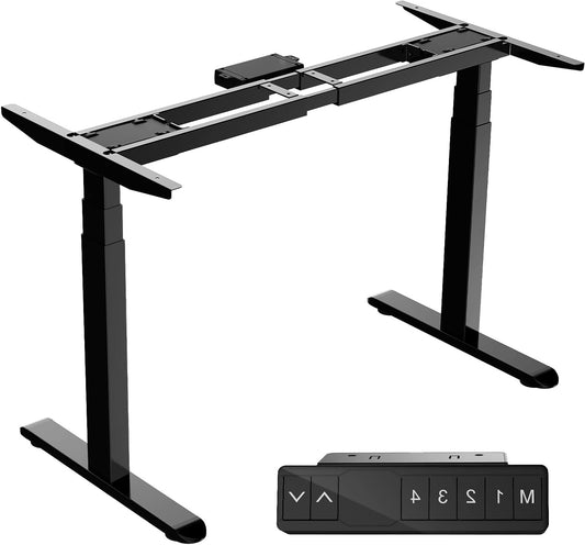 AIMEZO Electric Height Adjustable Desk Frame with Dual Motors, 4 Memory Control and Anti-Collision Protection, Load Capacity up to 120kg, Black - QUORE