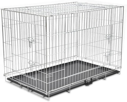 vidaXL Dog Crate Collapsible XXL Metal Dog Cage Bench Dog Dog Crate - QUORE