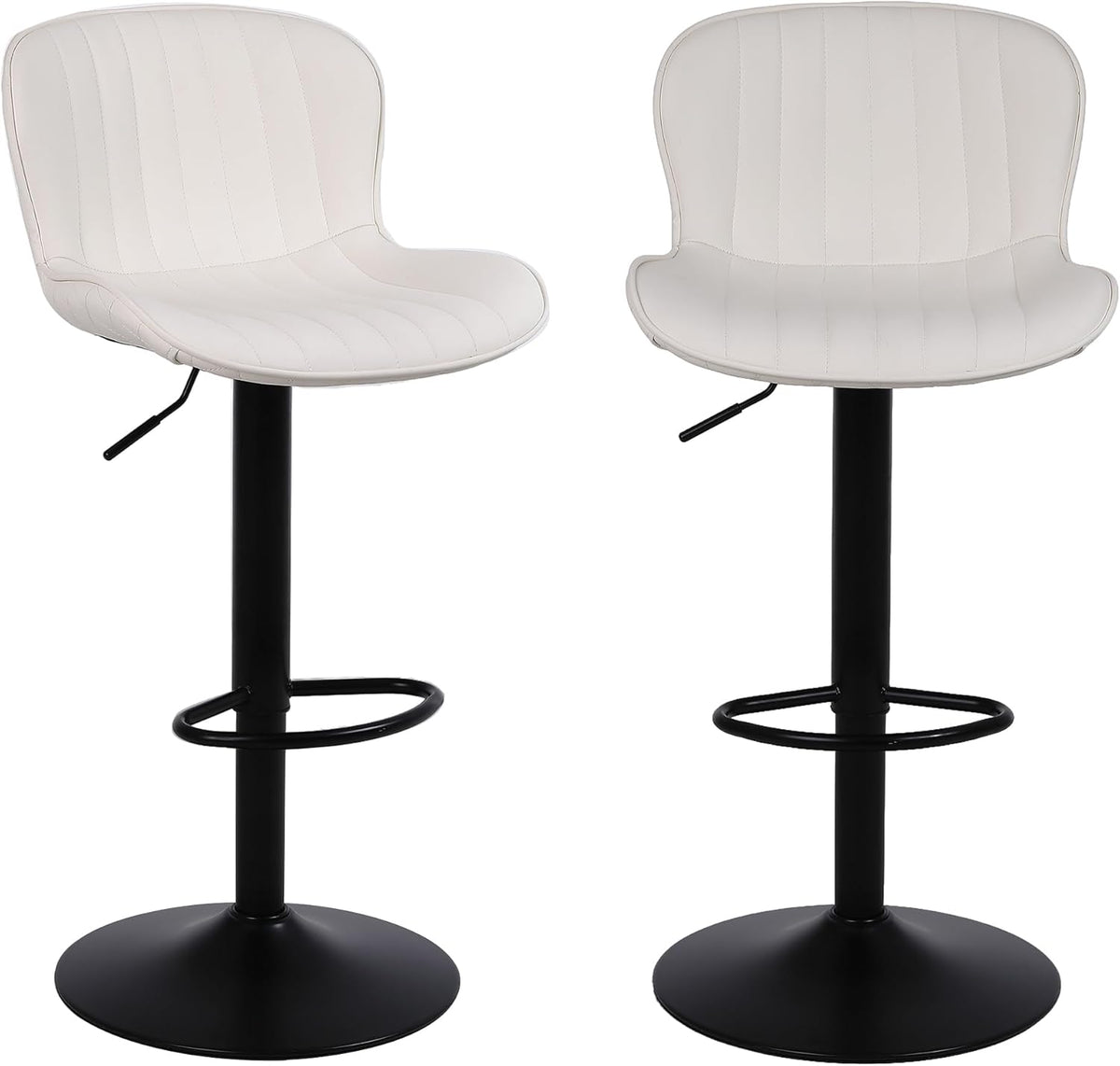 Barkrukken Set Van 2, Moderne Barstoelen Met Rugleuning, Hoogte Verstelbare, 360° Draaibaar, Geschikt Voor Bar, Keuken En Huisbar, Beige