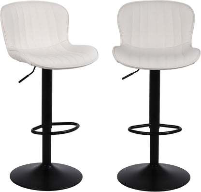 Barkrukken Set Van 2, Moderne Barstoelen Met Rugleuning, Hoogte Verstelbare, 360° Draaibaar, Geschikt Voor Bar, Keuken En Huisbar, Beige