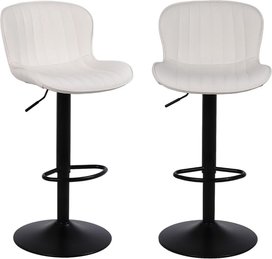 Barkrukken Set Van 2, Moderne Barstoelen Met Rugleuning, Hoogte Verstelbare, 360° Draaibaar, Geschikt Voor Bar, Keuken En Huisbar, Beige