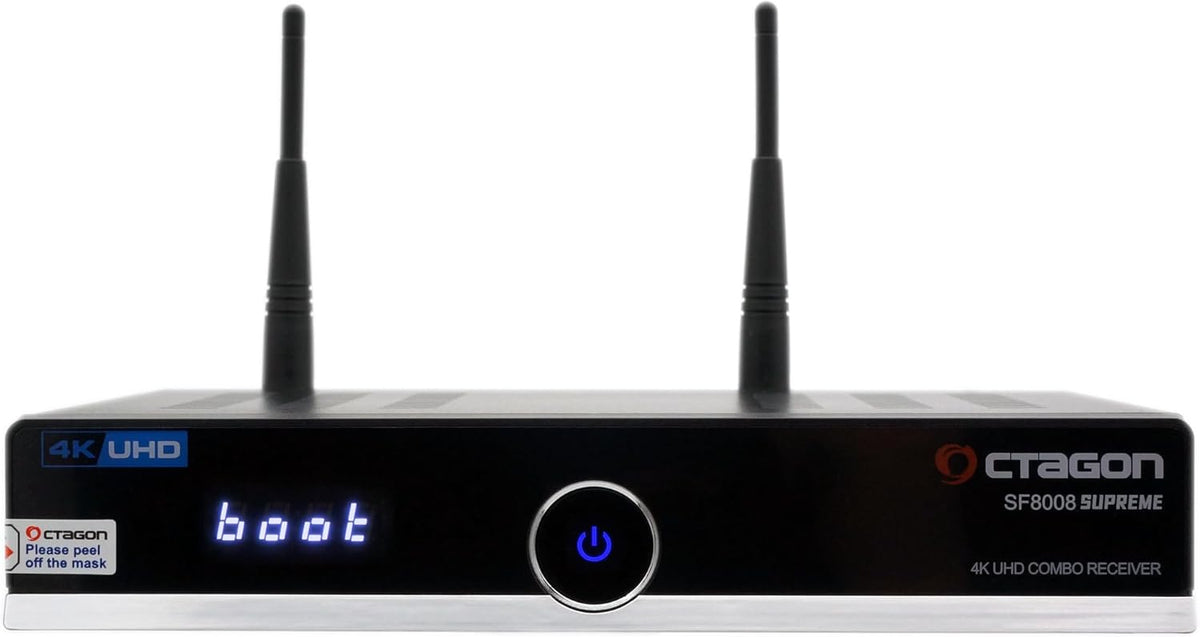 OCTAGON Combi-ontvanger SF8008 4K UHD HDR 1x DVB-S2X en 1x DVB-C/DVB-T2 - satelliet, aardse kabel/signaal, E2 Linux Smart TV, mediaserver, opnamefunctie, EasyMouse HDMI, Dual