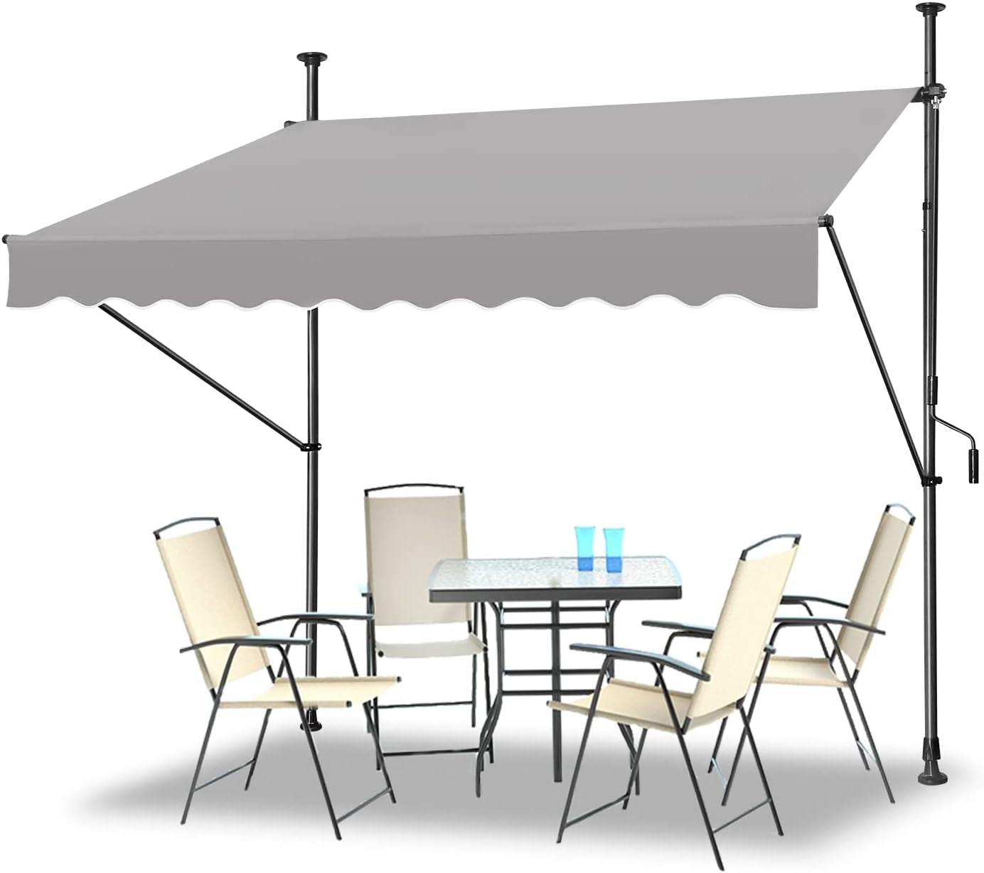Klemluifel – Zonnescherm – Balkonluifel – Uitschuifbare Luifel – Zonwering – Verstelbare Hoogte 2-3m – UV-bestendig Polyester 350x120 cm - QUORE