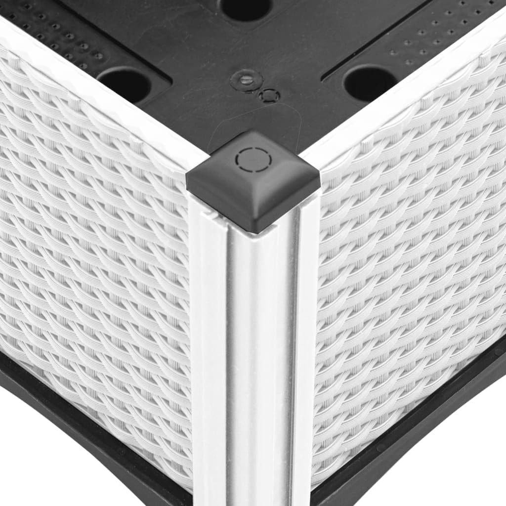 Flower Box for the Garden with Integrated Polypropylene Trellis Raised Design and Rattan Look, White, 160 x 120 x 142 cm, Ideal for Climbing Plants, Vegetables and Flowers - QUORE