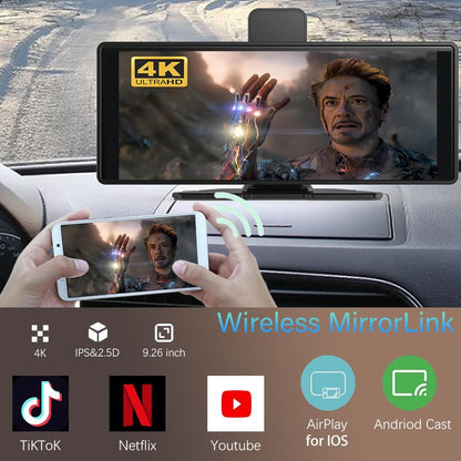 10.26" Wireless Carplay Screen 360 Rotation 4K Dash Cam Carplay/Android Car Car Stereo Car Audio Receiver with 1080p Backup Camera GPS Navigation/Mirror Link/Voice Control/Siri - QUORE