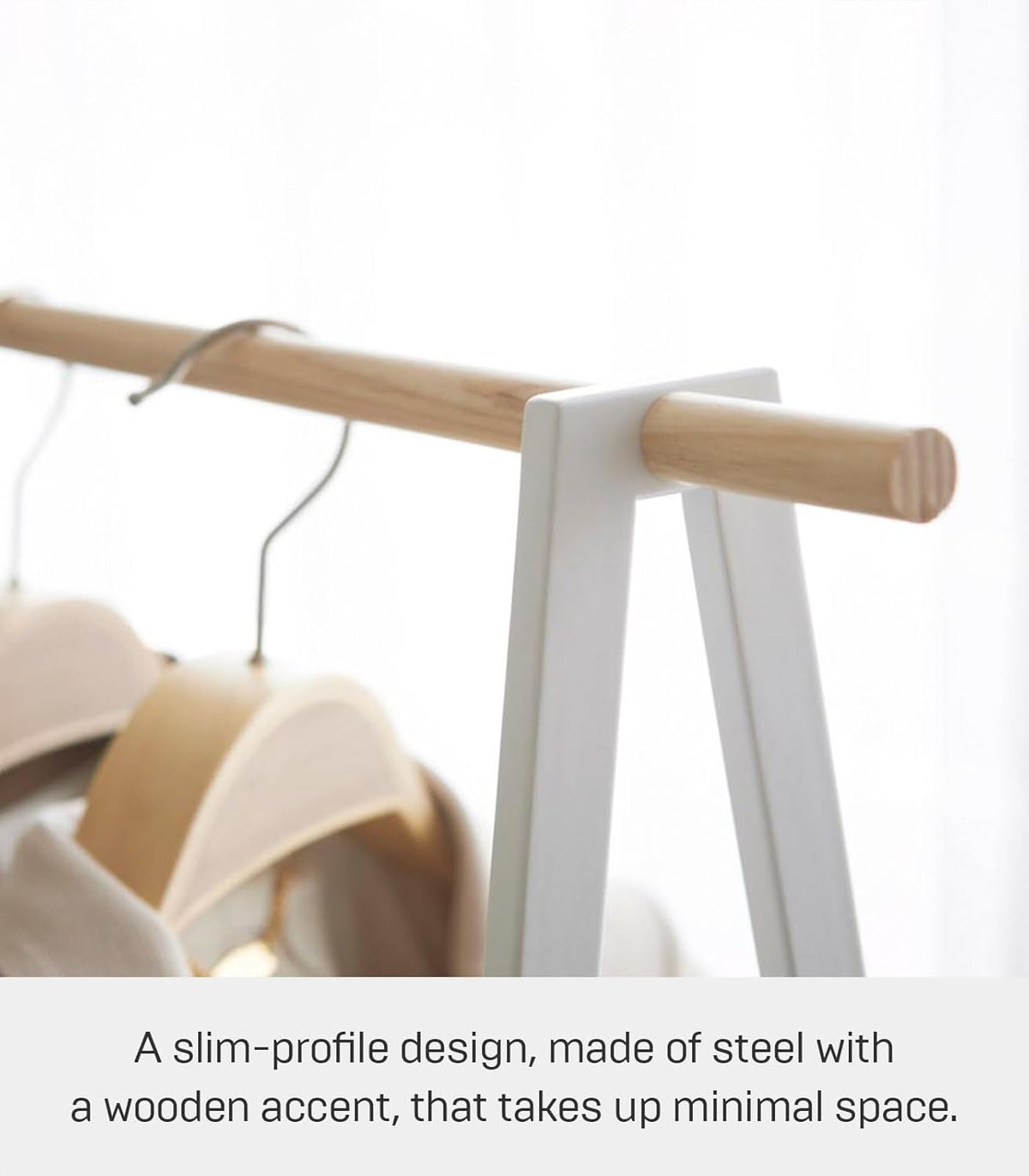 Yamazaki 2297 TOWER Coat Rack, white, Steel/Wood, 52 x 47 x 140 cm