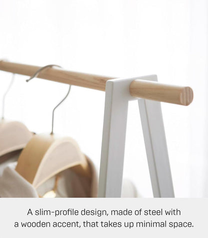 Yamazaki 2297 TOWER Coat Rack, white, Steel/Wood, 52 x 47 x 140 cm