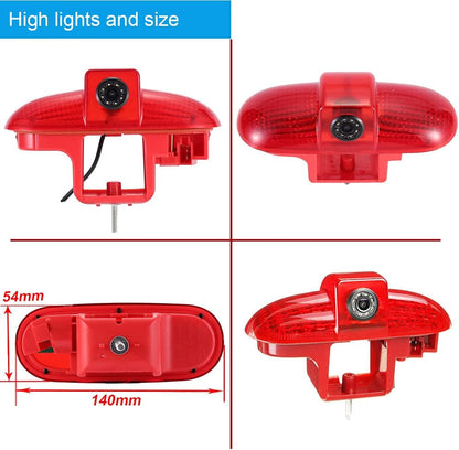 HD Hoge remlamp, achteruitrijlicht, achteruitrijcamera, nachtzicht, compatibel met Opel Vivaro/Vauxhall/Combo/Renault/Trafic/Fiat Scudo/Talento/Movano/Nissan/Primastar/Citroen + achteruitkijkspiegel