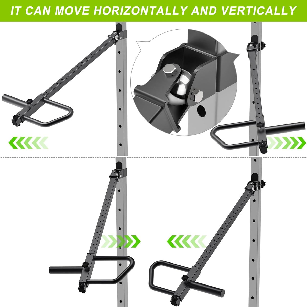 Kipika Verstelbare hefboomarmen Power Rack Stoorzendarmbevestigingen 5,1 x 5,1 cm Compatibel Olympische platen 5,1 cm Gaten 1,6 cm of 2,5 cm
