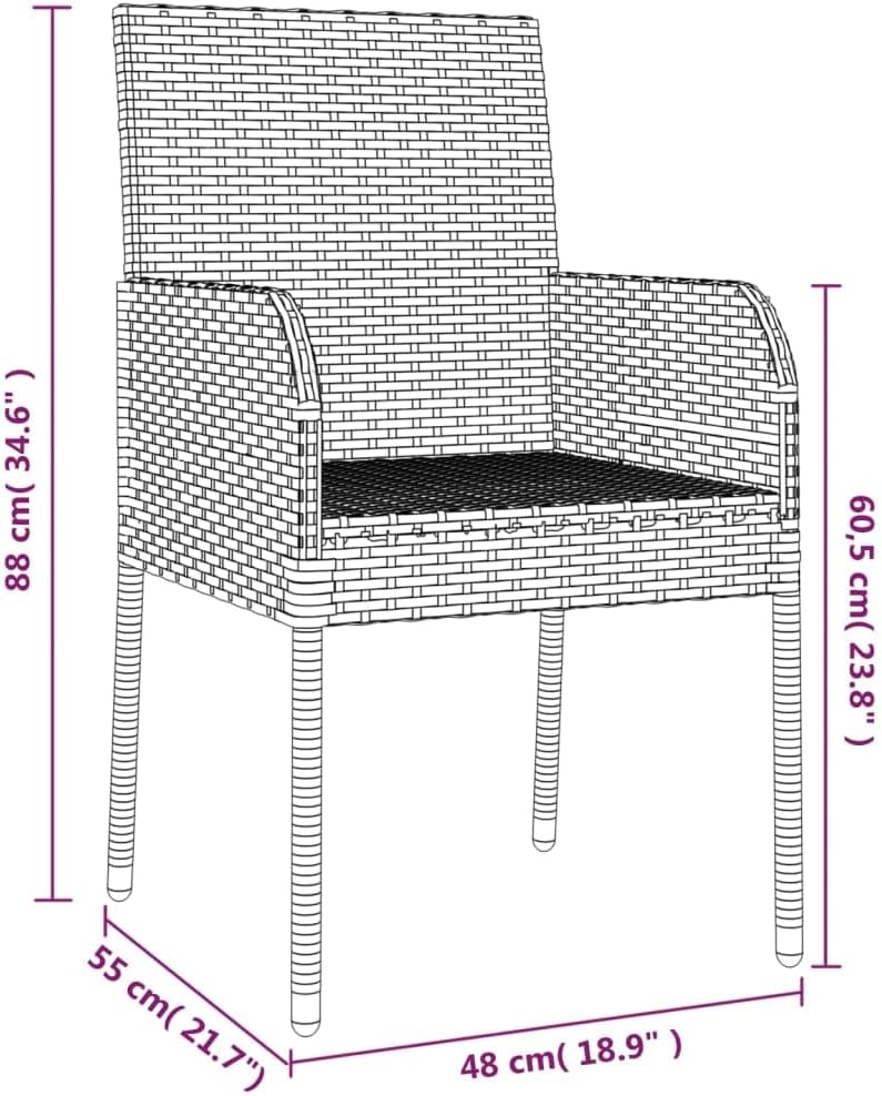 2 stuks synthetische rotan tuinstoelen voor buiten, robuuste meubels, stabiele structuur van gepoedercoat staal, comfortabel en duurzaam, 2 stuks - QUORE